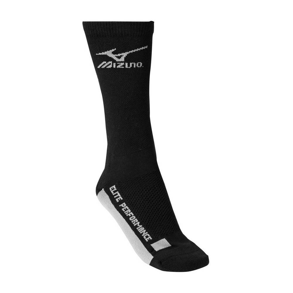 Mens Mizuno Crew Volleyball Socks Black/Grey Philippines (DLSKOP281)